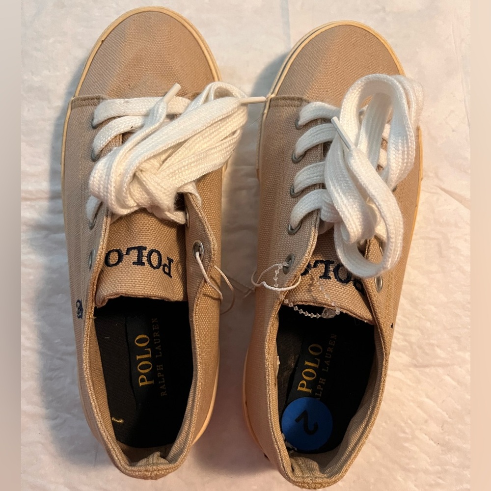Polo by Ralph Lauren Kids Beige Canvas Sneakers